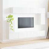 TV Cabinet Set 5 pcs High Gloss White Engineered Wood 3409091