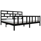 3101372 Bed Frame without Mattress Black Solid Wood 200x200 cm