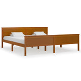 Bed Frame Honey Brown Solid Pine Wood, Plywood Double Durable 322194