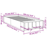 Bed Frame without Mattress Sonoma Oak 75x190 cm Small Single 3280624