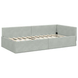 Corner Bed Frame Light Grey 80 cm x 200 cm Velvet 42016061