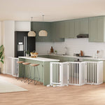 Dog Gate with Door Foldable 9 Panels White 450 cm Poplar Wood 3155650