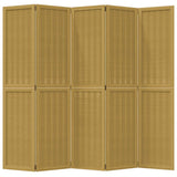 Room Divider 5 Panels Brown Solid Wood Paulownia 358822