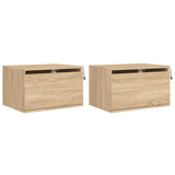 Wall-mounted Bedside Cabinets with LED Lights 2 pcs Sonoma Oak 836831