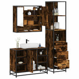 3 Piece Bathroom Furniture Set Smoked Oak Engineered Wood 3301182
