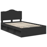Bed Frame with Headboard Black 135 x 190 cm Solid Pine Wood 3413318