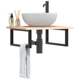 Basin Shelf Wall Mounted Steel and Solid Wood Oak 3302593