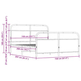 Metal Bed Frame without Mattress Brown Oak 150x200 cm King Size 3318663