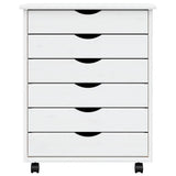 Rolling Cabinet with Drawers MOSS White Solid Wood Pine 355892