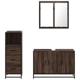 ZNTS 3 Piece Bathroom Furniture Set Brown Oak Engineered Wood 3301014