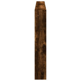 Headboard Cabinet with LED Smoked Oak 200x17x102 cm 839221