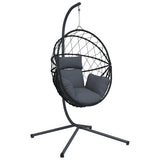Hanging Egg Chair with Stand Anthracite Rattan and Steel 4007402