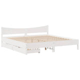 Bed Frame with Drawers White 180x200 cm Super King Solid Wood Pine 3301897