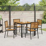 Garden Dining Set 5 pcs Black and Wood Poly Rattan 3365436