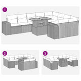 ZNTS 10 Piece Garden Sofa Set with Cushions Black Poly Rattan Acacia 3327416