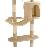 Cat Tree with Sisal Scratching Posts Wall Mounted 194 cm Beige 170588