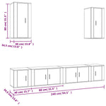 6 Piece TV Cabinet Set White Engineered Wood 3188686