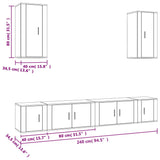 6 Piece TV Cabinet Set White Engineered Wood 3188686