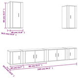 6 Piece TV Cabinet Set White Engineered Wood 3188686