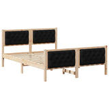 Bed Frame with Headboard Black 140 x 190 cm Solid Pine Wood 3394295