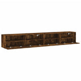 TV Wall Cabinets 2 pcs Smoked Oak 100x30x30 cm Engineered Wood 836891