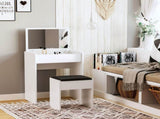 Dressing Table with Mirror and Stool, Vanity Makeup Table with Flip Up Mirror, Vanity Desk with T3398P329584