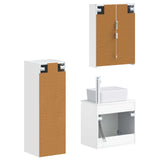 Bathroom Furniture Set 4 pcs White Engineered Wood and Glass 3407447