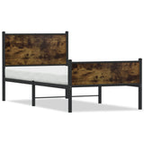 Metal Bed Frame without Mattress Smoked Oak 90x190 cm Single 4007842