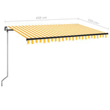 Manual Retractable Awning with LED 450x350 cm Yellow and White 3069203