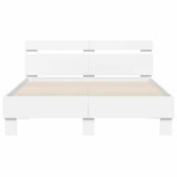 Bed Frame with LED White 137 x 190 cm Engineered Wood 3402851