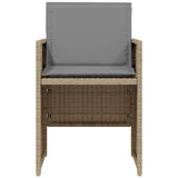 3 Piece Bistro Set with Cushions Mix Beige Poly Rattan 365071