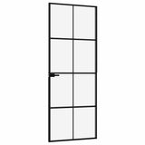 Interior Door Black 76x201,5 cm Tempered Glass&Aluminium Slim 153662