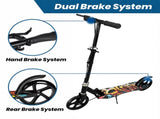 Teen Scooter Foldable Black PP PU Metal Adjustable 88-103cm Rear Brake ABS 20cm 87521517