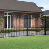 Fence Gate KAMPEN with Spear Top Black 394.5x172 cm Steel 151103