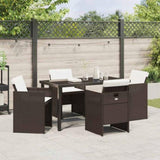 Garden Dining Set 5 pcs Brown Poly Rattan 3380602
