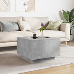 ZNTS Coffee Table with LED Concrete Grey 60x60x40 cm Engineered Wood 847570