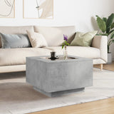 ZNTS Coffee Table with LED Concrete Grey 60x60x40 cm Engineered Wood 847570