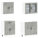 4 Piece Kitchen Cabinet Set Kalmar Concrete Grey Engineered Wood 3314855