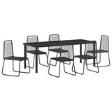 Garden Dining Set 7 pcs Black Powder-Coated Steel 3379392