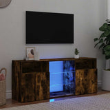 TV Cabinet with LED Lights Smoked Oak 120x30x50 cm 815714