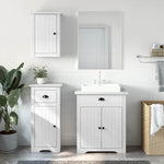 ZNTS 3 Piece Bathroom Furniture Set BODO White Solid Wood Pine 3307647