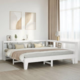 ZNTS Bookcase Bed without Mattress White 180x200cm Solid Wood Pine 3324530