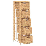Storage Unit Brown Water hyacinth, Metal Compact Storage Unit 245492