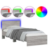Bed Frame without Mattress with LED Lights Grey Sonoma 75x190 cm Small Single 838846