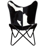 Butterfly Chair Black and White Real Cowhide Leather 243729