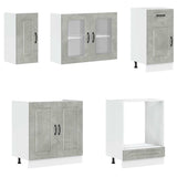 8 Piece Kitchen Cabinet Set Kalmar Concrete Grey Engineered Wood 3314795
