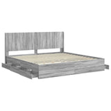 Bed Frame with Storage and Headboard Grey Sonoma 200 x 200 cm 3413922