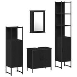 Bathroom Furniture Set with Door 4 pcs Black 33 x 33 x 185.5 cm 3334435