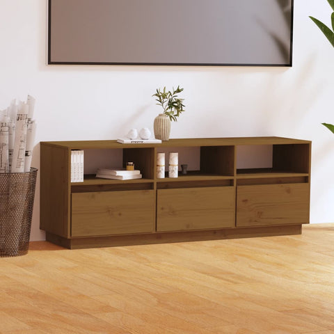 TV Cabinet Honey Brown 140x37x50 cm Solid Wood Pine 813433