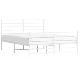 Metal Bed Frame without Mattress with Footboard White 140x200cm 352387